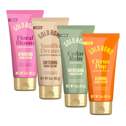 Gold Bond Scented Hand Cream Set, Everyday Hand Cream to Hydrate the Skin, Assorted Scents, 3 oz, 4 pk