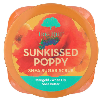 Tree Hut Sunkissed Poppy Shea Sugar Scrub, Exfoliating, Hydrating & Moisturizing Body Scrub with Shea Butter & Nourishing Essential Oils, Smooth & Soften Skin, 18 oz
