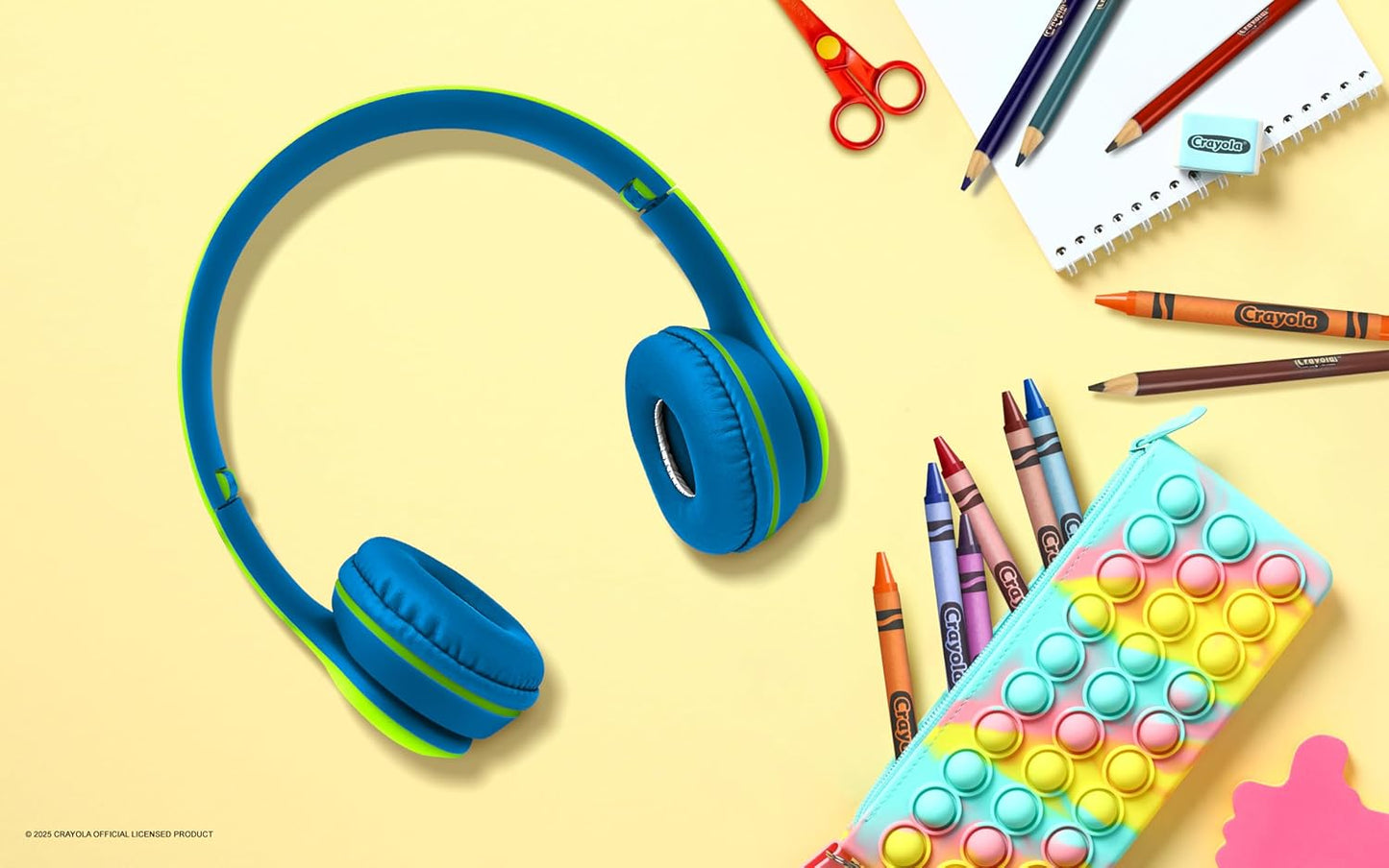 Crayola Kids Over Ear Headphones, Wireless Headphones with Microphone | Lightweight Comfortable Head Phones for Home Travel, Bluetooth 5.0, 5H Playtime, Rechargeable, Hi-Res Sound Audio, FM Radio