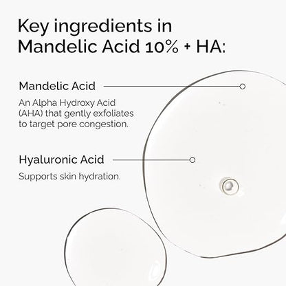 The Ordinary Mandelic Acid 10% + Hyaluronic Acid, Gentle Exfoliating Serum for Clarity and Hydration, 1 Fl Oz