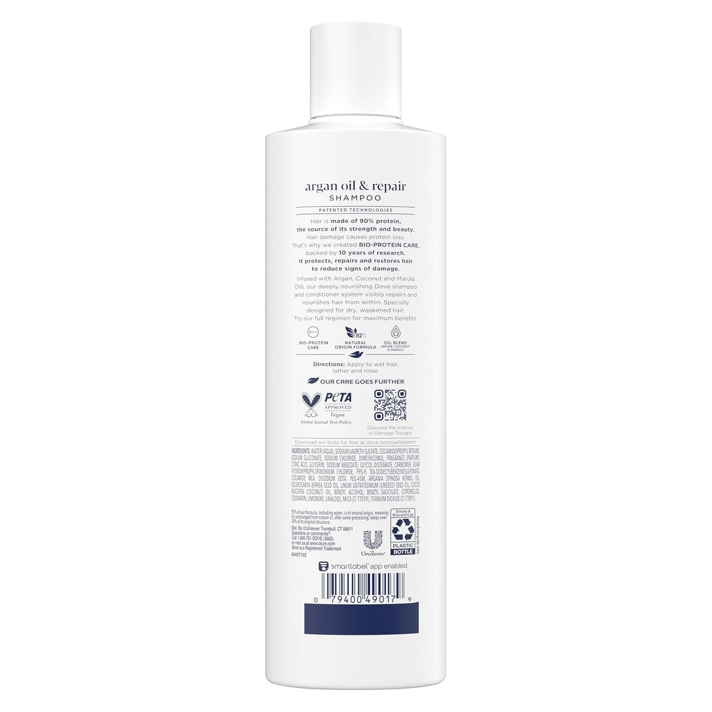 Dove Shampoo Argan Oil & Repair for Fine Hair with Bio-Protein Care Technology and Argan Oil Blend 12 Fl Oz