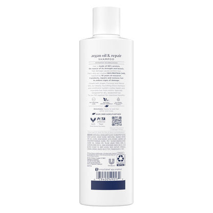 Dove Shampoo Argan Oil & Repair for Fine Hair with Bio-Protein Care Technology and Argan Oil Blend 12 Fl Oz,(Pack of 2)