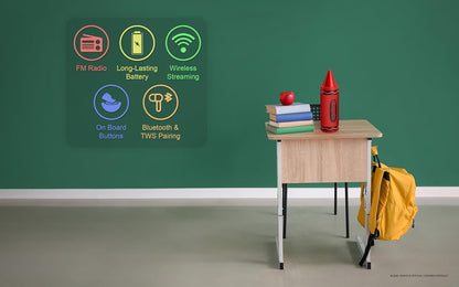 Crayola Kids Crayon Speakers Bluetooth, Portable Bluetooth Speakers | 20W Peak Power HD Sound, Mini Bluetooth Speaker Wireless with TWS Pairing BT 5.3, FM Radio Home/Party/Outdoor/Travel