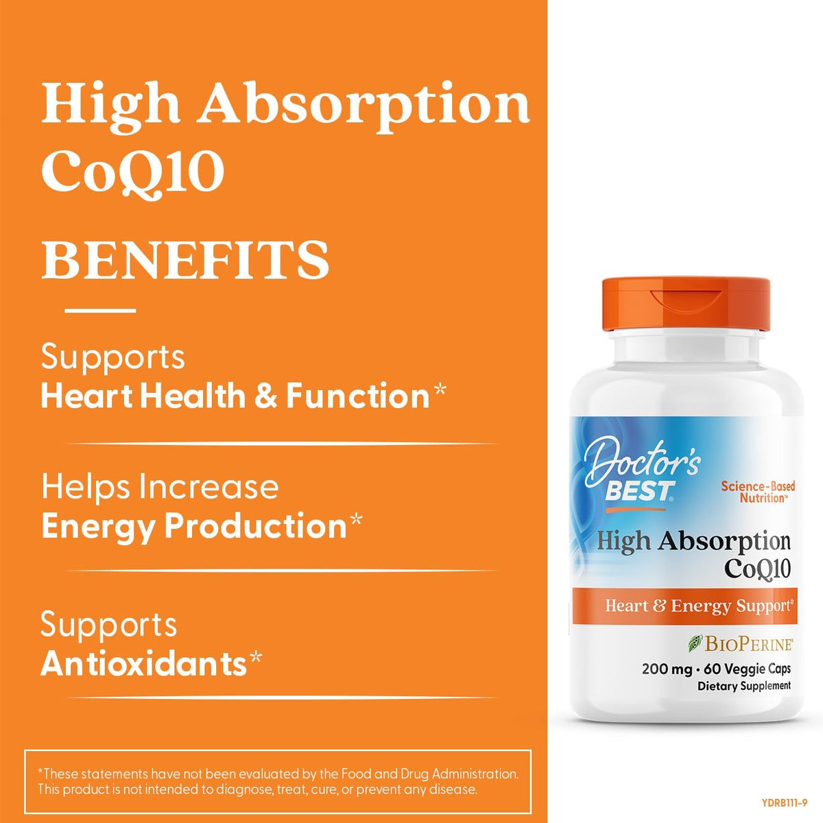 Doctor's BEST High Absorption CoQ10 200mg with BioPerine, 180 Veg Capsules