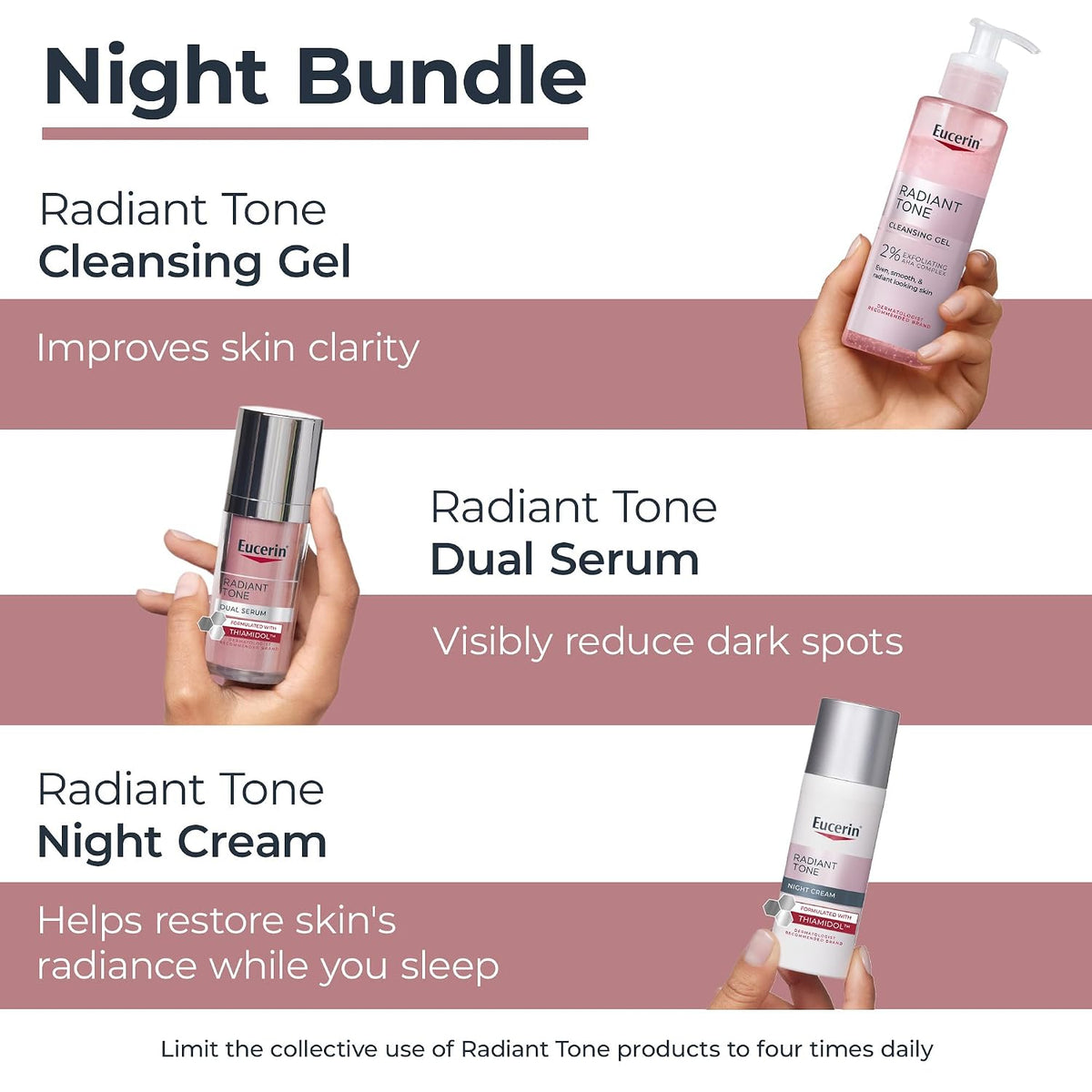 Eucerin Radiant Tone Night Skin Routine Bundle, Variety Pack, 3 Items
