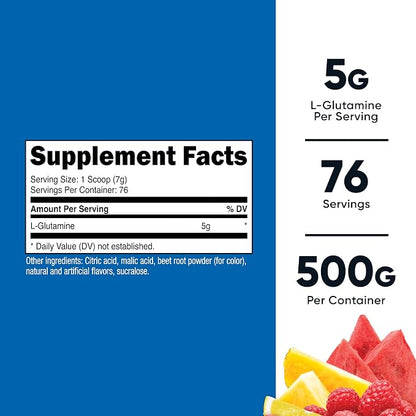Nutricost L-Glutamine Powder (Fruit Punch) 500 Grams, 76 Servings