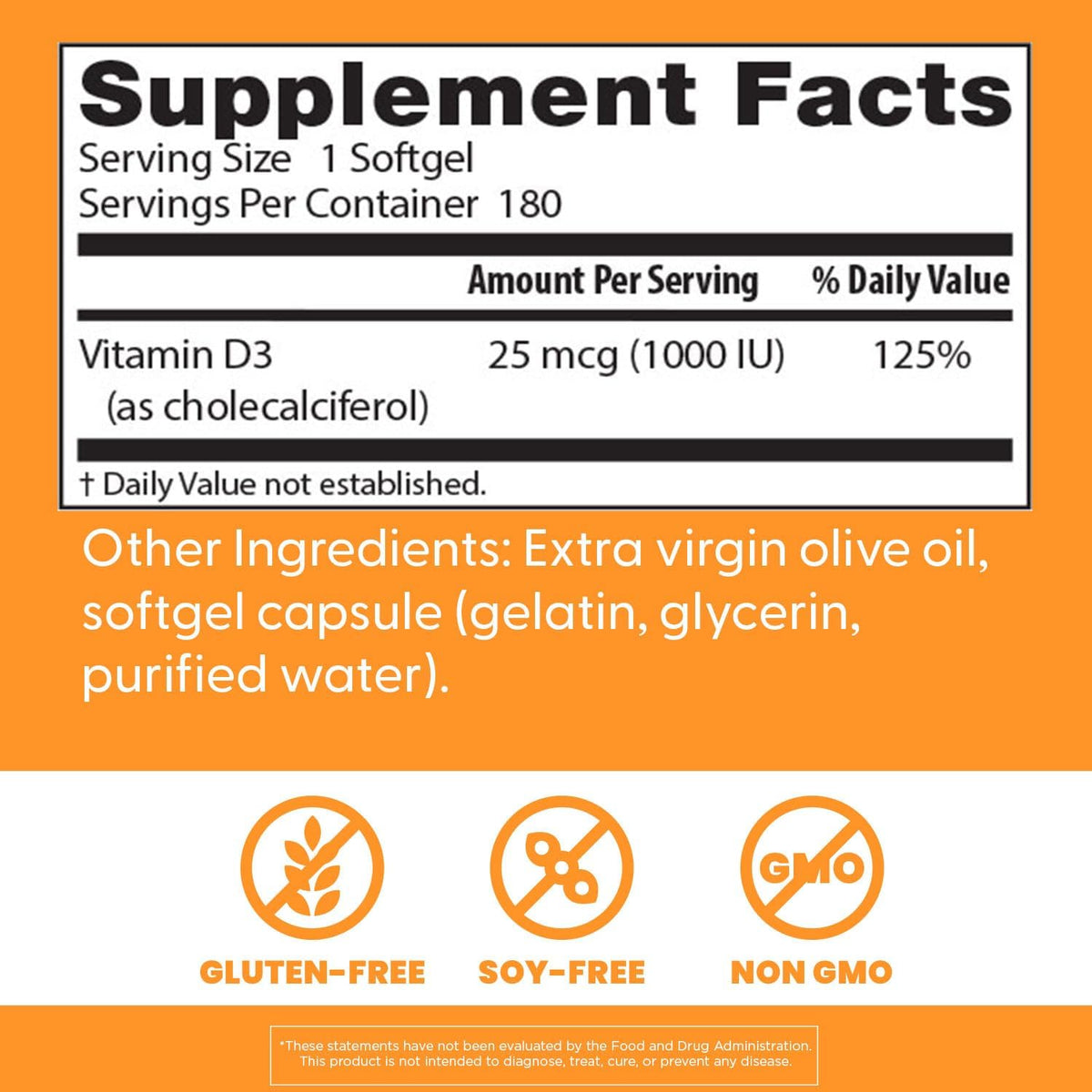 Doctor's Best Vitamin D3 1000 IU Softgels for Men & Women, 180 Softgels