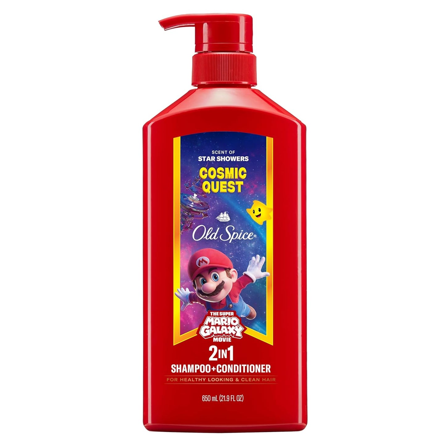 Old Spice Mens 2-in-1 Shampoo and Conditioner, Cosmic Quest, x The Super Mario Galaxy Movie, 21.9 fl oz