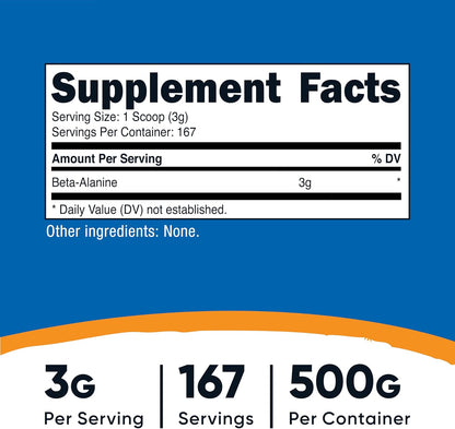 Nutricost Beta Alanine Powder 500 Grams (1.1lbs) Pure Beta Alanine