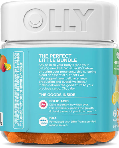 OLLY Prenatal Multivitamin Gummy, Daily Blend for Mommy & Baby - 60 Count