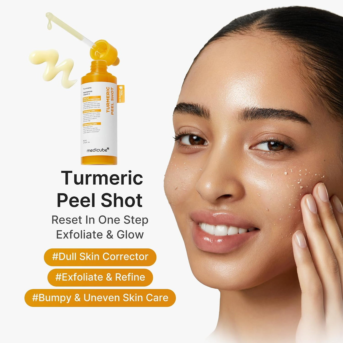medicube Peel & Wipe Clarifying Duo: Turmeric Peel Shot & Kojic Acid Toner Pads | Gentle Exfoliation & Texture Refining Routine | Ideal for Soothing, Balancing, Smoothing Uneven Skin Tone & Texture