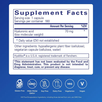 Pure Encapsulations Hyaluronic Acid, 180 Capsules