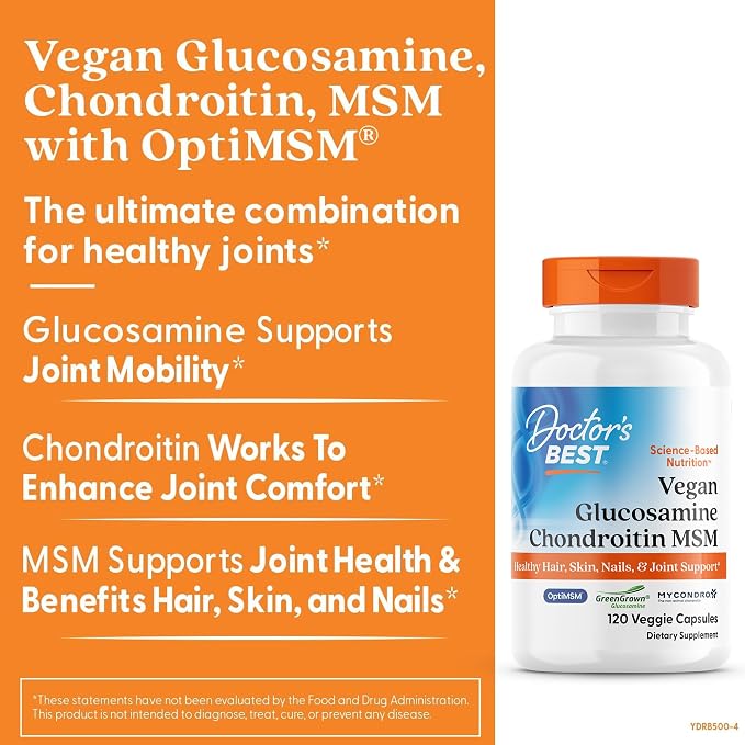 Doctor's BEST Vegan Glucosamine Chondroitin MSM, Non GMO, 120 Veg Capsules