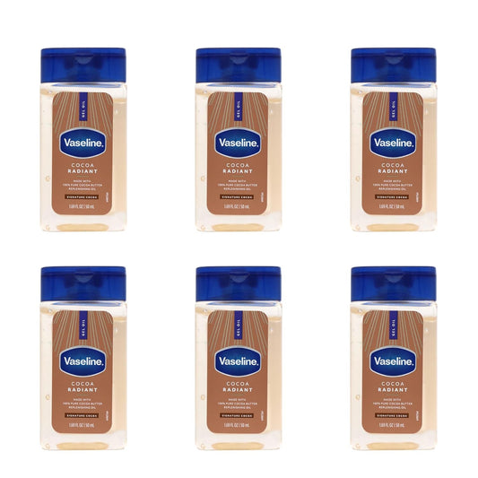 Vaseline Cocoa Radiant Replenishing Oil Gel with Pure Cocoa Butter, Travel Size, 1.69 fl oz, 6 Pack