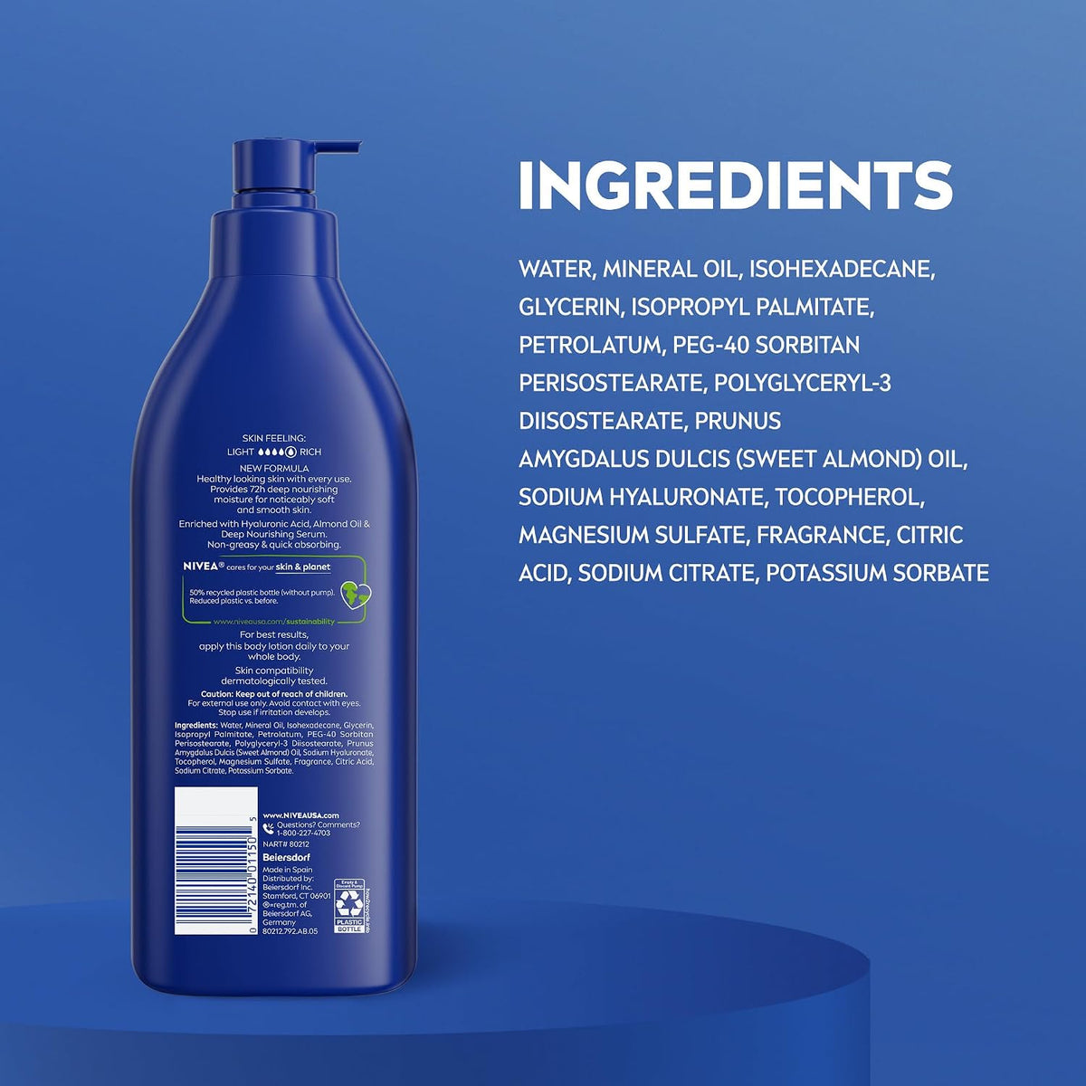 NIVEA Essentially Enriched Body Lotion, Very Dry Skin, Almond Oil, 16.9 Oz