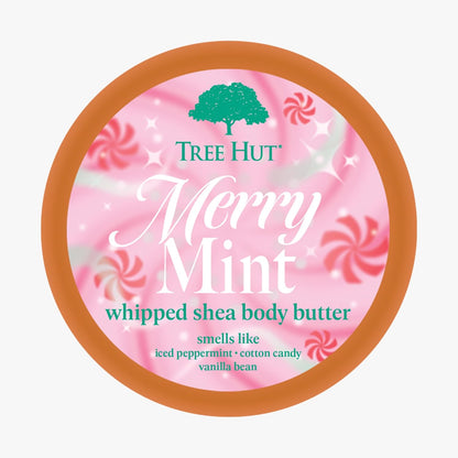 Tree Hut Merry Mint Whipped Shea Body Butter, Long-lasting Hydration Leaves Skin Feeling Soft & Moisturized, Lightweight, Nourishing Essential Body Care, Limited Edition Holiday, 8.4 Fl Oz.
