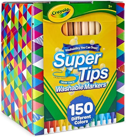 Crayola Super Tips Marker Set (150ct), Teacher Classroom Must Haves, Homeschool Supplies, 2-in-1 Fine Point & Broad Line Markers for Kids, 3+ | Teacher Classroom Must Haves, Homeschool Supplies, 2-in-1 Fine Point & Broad Line Markers for Kids, 3+