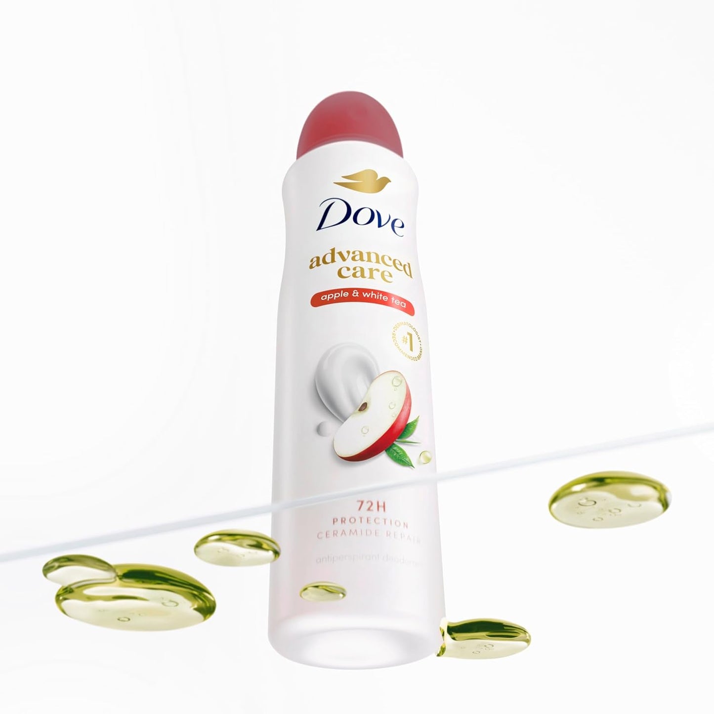 Dove Advanced Care Antiperspirant Deodorant Spray Apple & White Tea Antiperspirant deodorant to help skin barrier repair by boosting skin's ceramide levels 72-hour odor and sweat protection 3.8 oz