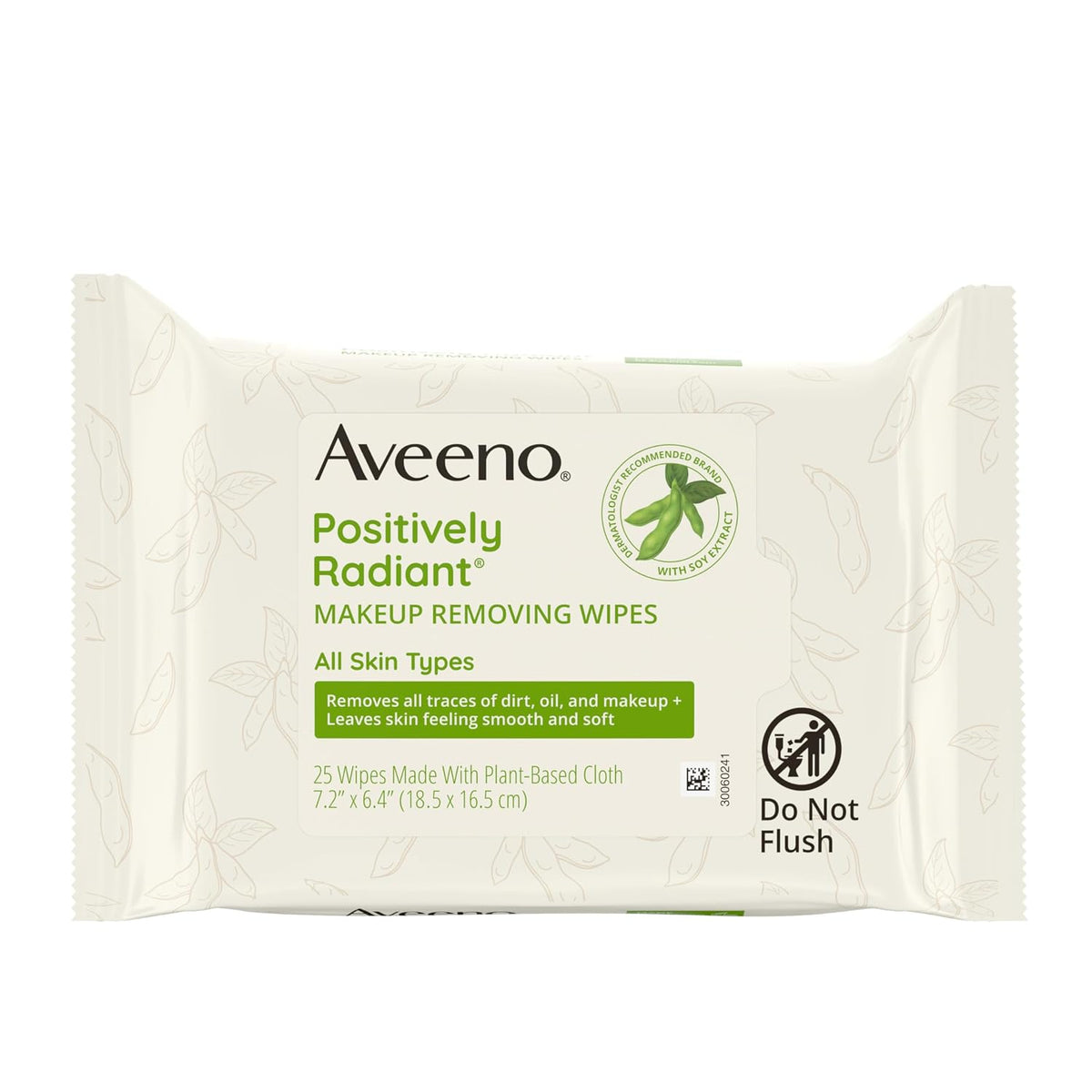 Aveeno Positively Radiant Alcohol-Free Makeup Removing Face Wipes, Ultra Soft, Gentle, Non-Comedogenic Facial Cleansing Wipes Leave Skin Feeling Clean & Soft, Sulfate Free, 25 ct (Pack of 6)