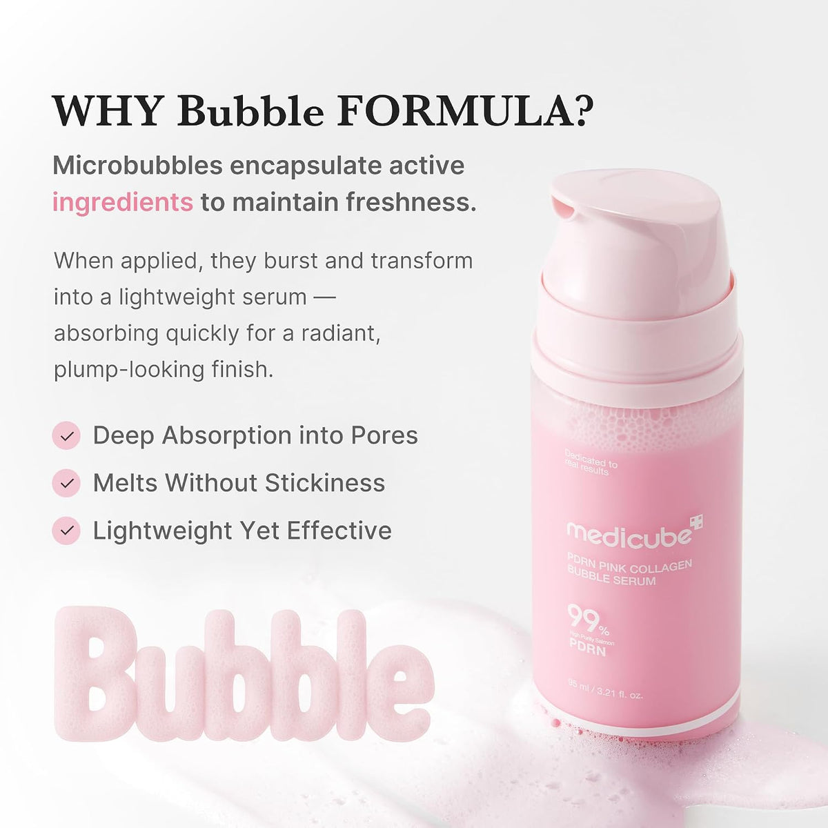 medicube PDRN Pink Collagen Bubble Serum - Bubble-to-Glow Firming Care