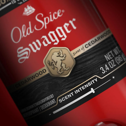 Old Spice Antiperspirant Deodorant for Men, 24/7 Sweat & Odor Protection, 24/7 Lasting Freshness, Invisible Solid, Swagger with Cedarwood Scent, 3.4 oz