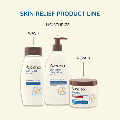 Aveeno Skin Relief Fragrance-Free Body Wash with Triple Oat Formula, Gentle Daily Cleanser for Sensitive Skin Leaves Dry Skin Feeling Moisturized, Sulfate-Free, 18 fl. oz, 2 Pack