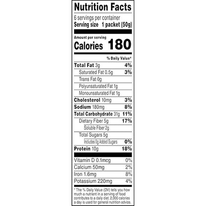 Quaker Protein Instant Oatmeal, Apple Cinnamon, 12g Protein per Serving, Whole Grains, No Artificial Flavors, No Added Colors, 1.76 oz Packets, (24 Pack)