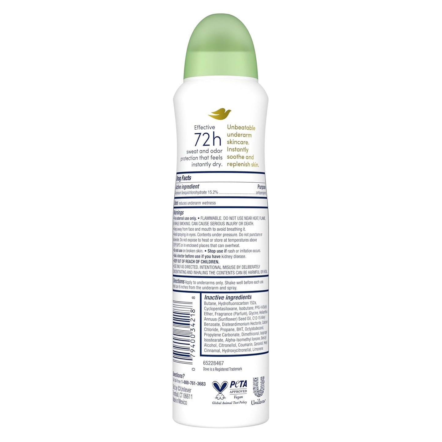 Dove Advanced Care Antiperspirant Deodorant Dry Spray Cool Essentials for helping your skin barrier repair after shaving With Pro Ceramide Technology 3.8 fl oz
