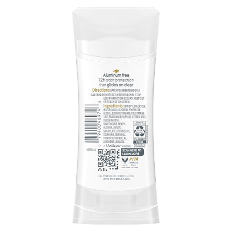 Dove 0% Aluminum Deodorant Stick Non irritating for Underarm Care Lavender and Vanilla Kindest Aluminum free 2.6 oz