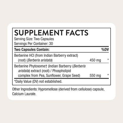 THORNE Berberine, Dual Action Phytosome & HCl Formula, 60 Capsules