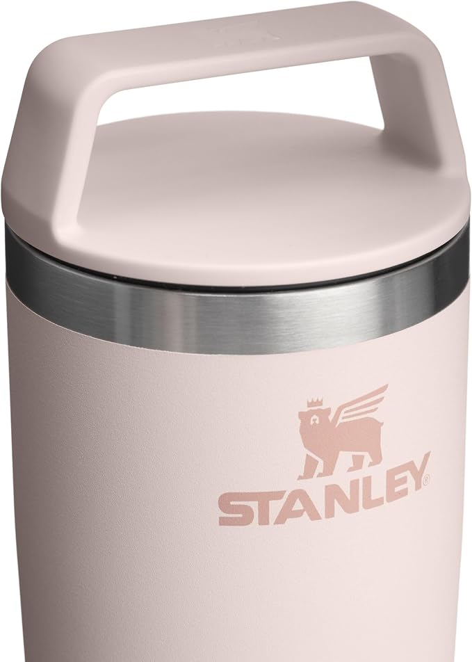 STANLEY Cafe To Go Travel Mug 20 oz | Leakproof Two-Part Drink Through Lid | Tumbler Cup for Coffee, Tea and Drinks | Insulated Stainless Steel Coffee Mug | BPA-Free | Rose Quartz