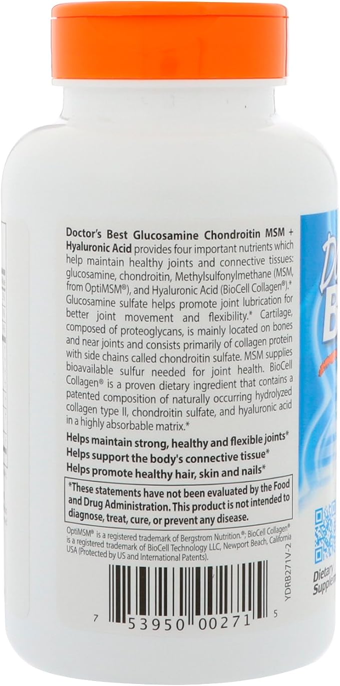 Doctor's BEST Glucosamine Chondroitin MSM Hyaluronic Acid, 150 Veg Capsules