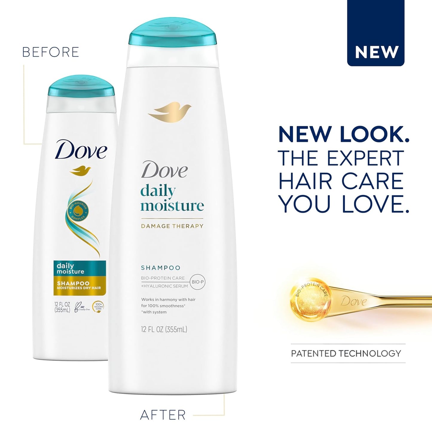 Dove Nutritive Solutions Moisturizing Shampoo for Dry Hair Daily Moisture with Pro-Moisture Complex for Manageable and Smooth Hair 12 oz,(Pack of 8)
