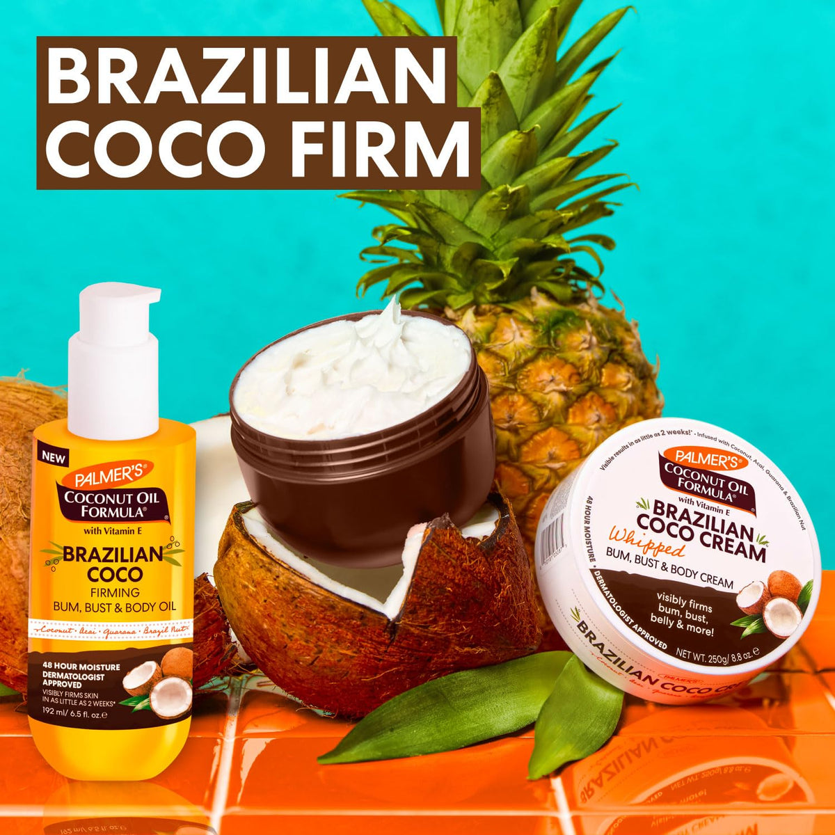 Palmer's Brazilian Coco Hot Mama Firming Kit (Cream 8.8 Oz + Oil 6.6 Fl Oz)