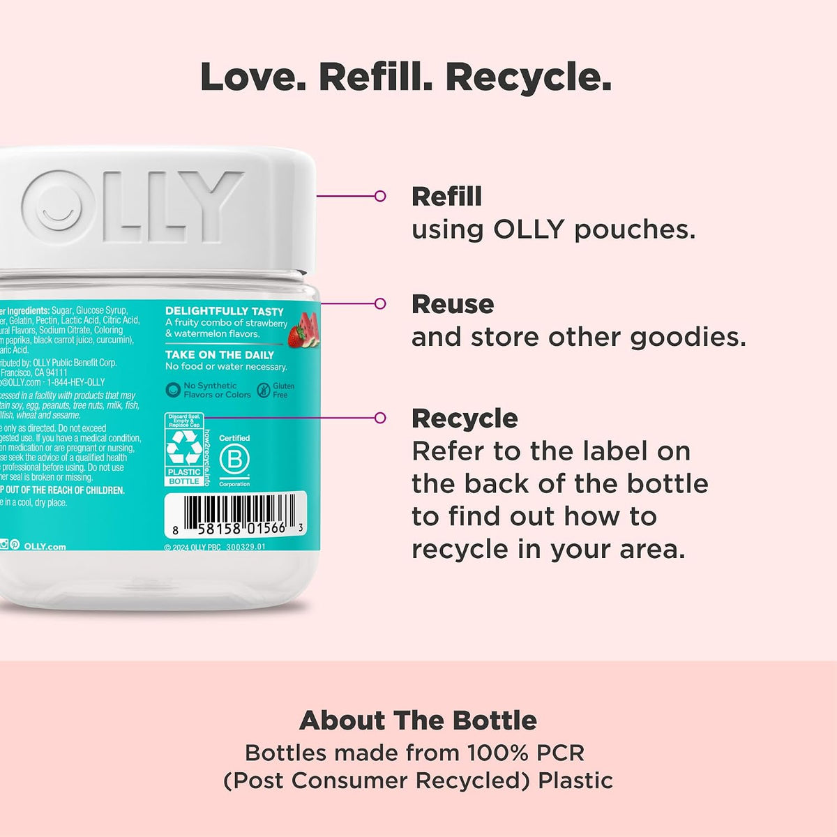 OLLY Teen Girl Multi Gummy, Healthy Skin and Immune Support*- 100 Count