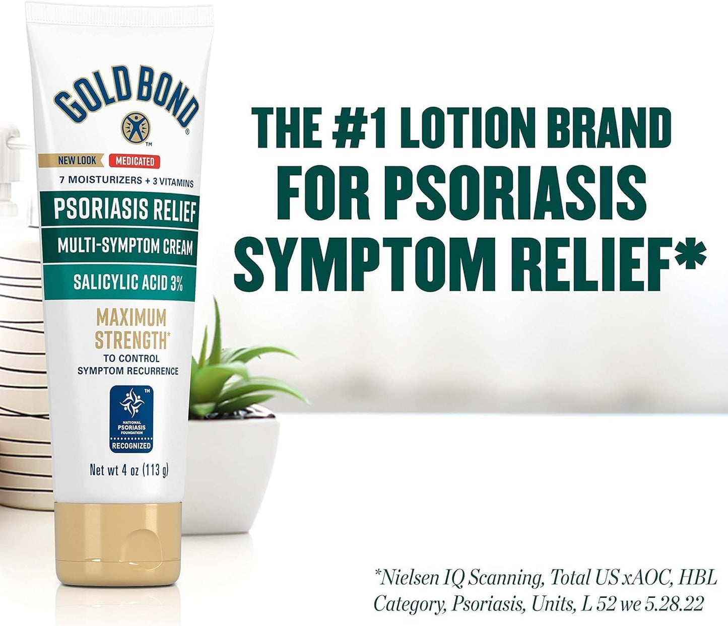 Gold Bond Multi-Symptom Psoriasis Relief Cream, 4 oz, Itchy Skin Relief | Temporary relief for irritation, psoriasis cream for skin, salicylic acid, steroid-free,