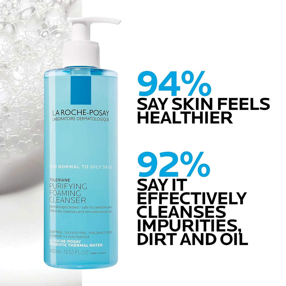 La Roche Posay Toleriane Purifying Cleanser + Toleriane Double Repaire Moisturizer + Hyalu B5 Serum
