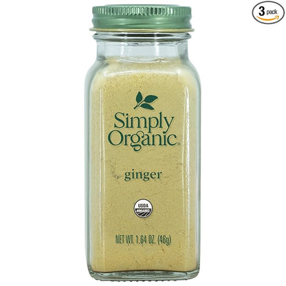 Simply Organic Ground Ginger Root, Certified Organic | 1.64 oz | Pack of 3 | Zingiber officinale Roscoe