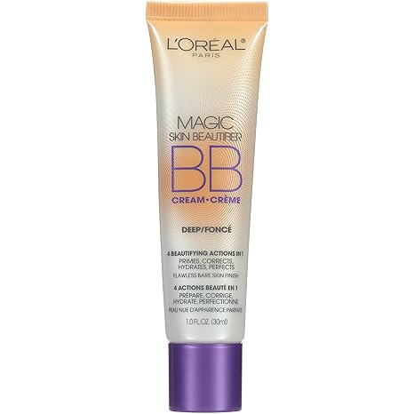 L'Oreal Paris Magic BB Cream, Hydrating Skin Beautifier & Color Changing Foundation, Light Coverage, Deep, 1 fl oz.