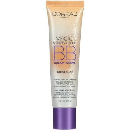 L'Oreal Paris Magic BB Cream, Hydrating Skin Beautifier & Color Changing Foundation, Light Coverage, Deep, 1 fl oz.