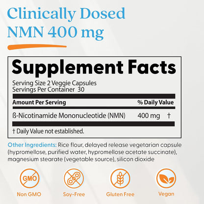 Doctor's Best NMN Supplement, for Women & Men, Vegan, Non GMO, 60 Veg Caps