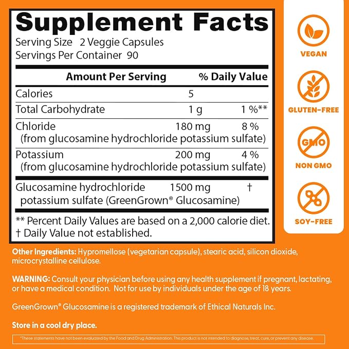Doctor's Best Vegan Glucosamine Supplement, for Men & Women, 180 Veg Caps