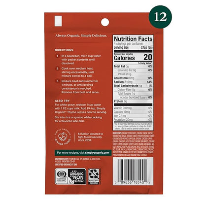 Simply Organic Chicken Flavored Gravy Mix, 0.85 Ounce 12-Pack, Certified Organic, Gluten-Free, Kosher, Rich Chicken Gravy