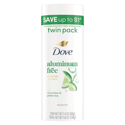 Dove Deodorant Stick 2 pk Cucumber & Green Tea for 72 Hour Odor Protection Aluminum Free 2.4 oz