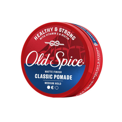 Old Spice Classic Pomade for Men, Healthy & Strong with Vitamin E & Biotin, Men's Hair Styling Pomade, Medium Hold, Matte Finish, 2.22 oz, Twin Pack
