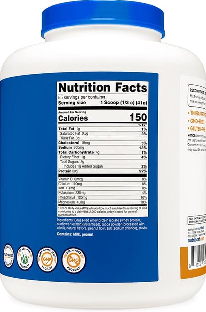 Nutricost Grass-Fed Whey Protein Isolate (Chocolate Peanut Butter) 5LBS