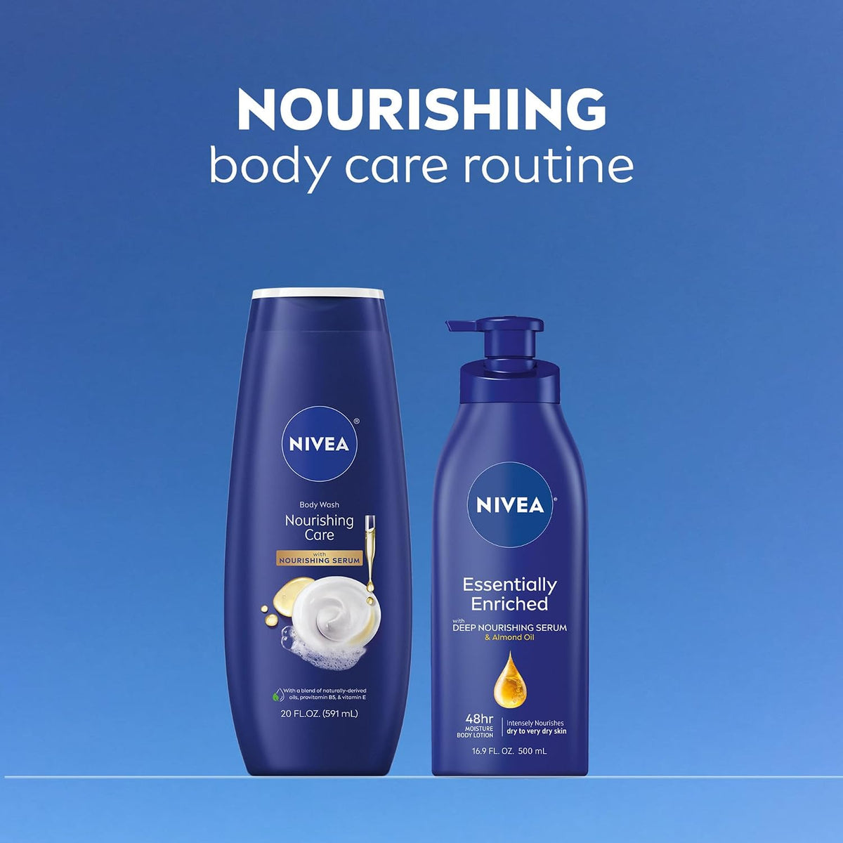 NIVEA Nourishing Care Body Wash, Nourishing Serum, Mulitpack 3 x 20 FL OZ
