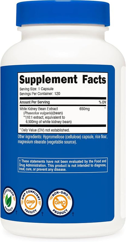 Nutricost White Kidney Bean Extract 120 Capsules for 120 Serv Per Bottle (Pack of 2)