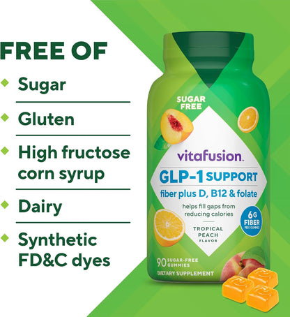 Vitafusion GLP1 Fiber Plus Gummy | 90 Sugar Free Gummies