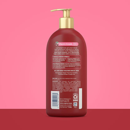 Gold Bond Cherry Crush Hydrating Gel Cream, Juicy Cherry Crush Scent, 24-Hour Hydrating Body Lotion with Hyaluronic Acid and Niacinamide, 14 oz.